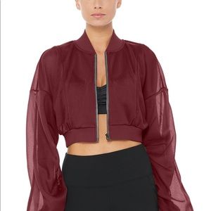 Alo Yoga Field Crop Jacket in Black Cherry